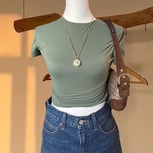 Abercrombie & Fitch Olive Green Crop Top